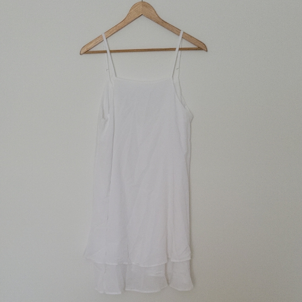 White Sleeveless Flowy Coastal Dress- Size S